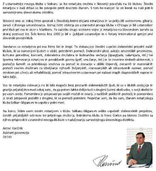 Pozdrav novemu klubu